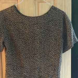 Vintage populum leopard print silk top- M